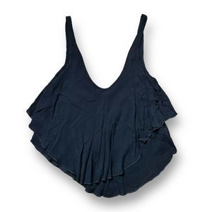 Free People Intimately Double Up Tank Swing Top Womens XS Black Deep V Back Top